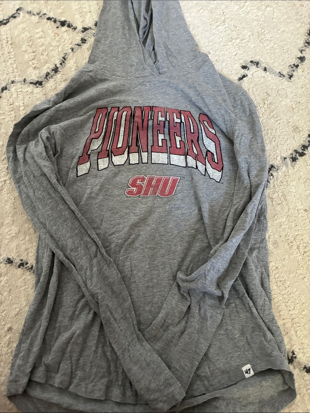 Pioneers SHU Gray Hooded Long Sleeve Tee